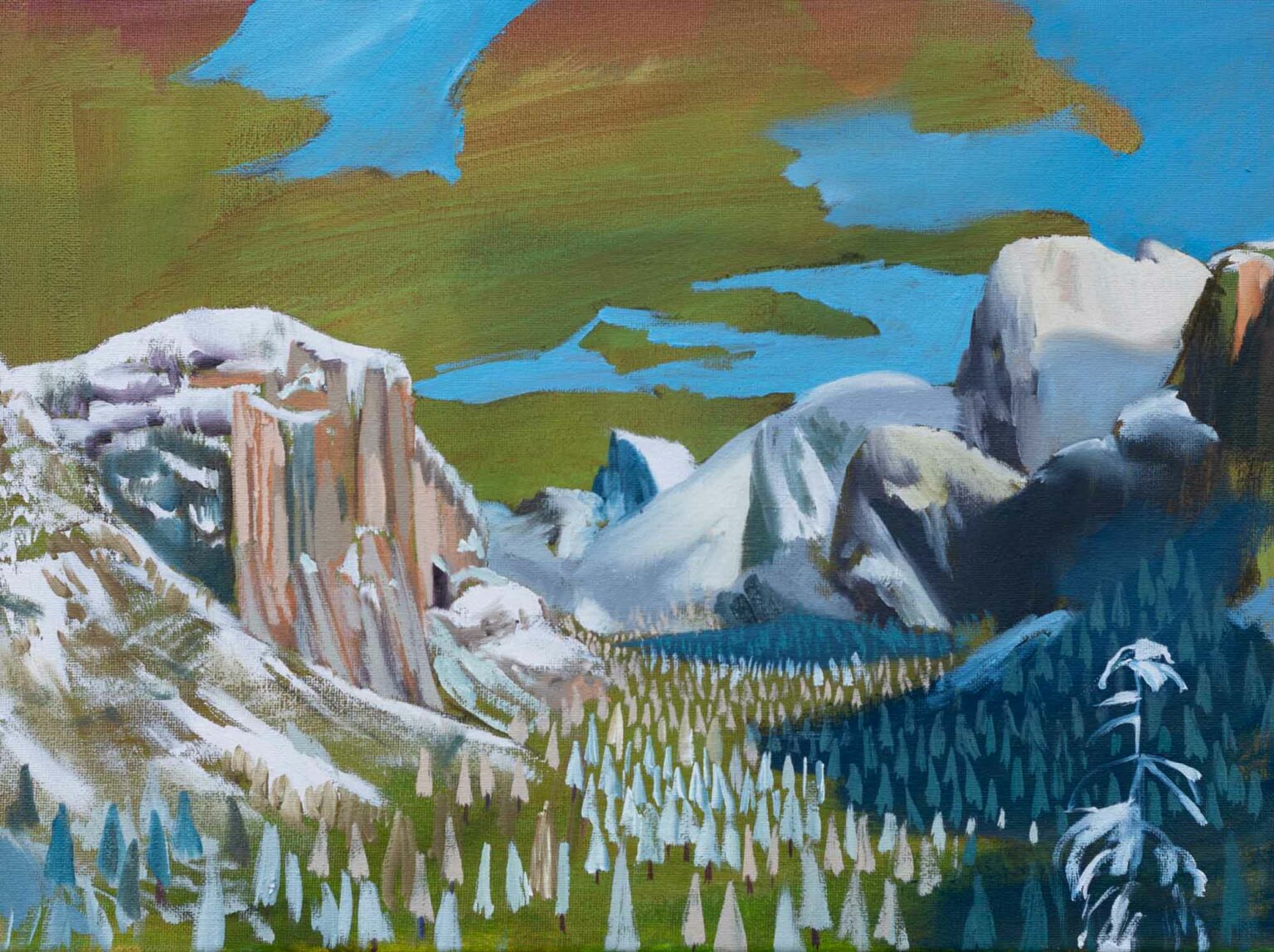 Kleine Landschaft mit Schnee